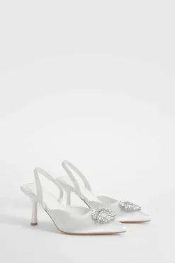 Heels*boohoo Embellished Slingback Court Heels white