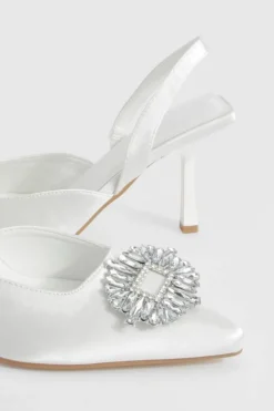 Heels*boohoo Embellished Slingback Court Heels white