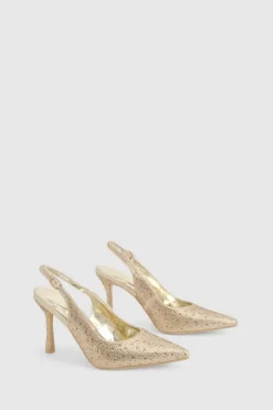 Heels*boohoo Embellished Slingback Court Shoes gold