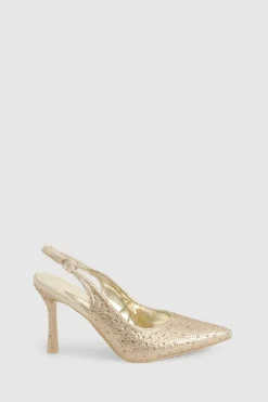 Heels*boohoo Embellished Slingback Court Shoes gold
