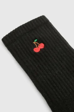 Tights & Socks|Tights & Socks*boohoo Embroidered Cherry Socks black