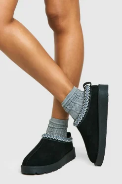 Cosy Boots|All Boots*boohoo Embroidered Cosy Mules black