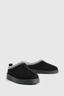 Cosy Boots|All Boots*boohoo Embroidered Cosy Mules black