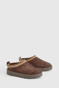 Cosy Boots|All Boots*boohoo Embroidered Cosy Mules chocolate