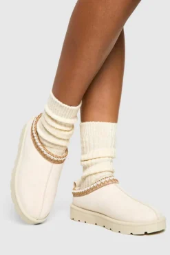 Cosy Boots|All Boots*boohoo Embroidered Cosy Mules cream