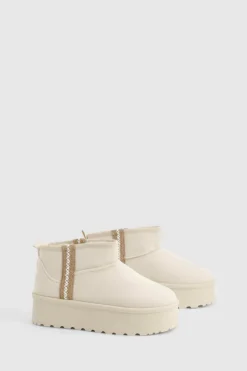Cosy Boots|All Boots*boohoo Embroidered Detail Cosy Platform Boots cream