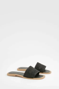Sandals*boohoo Embroidered Detail Mule Sandals black