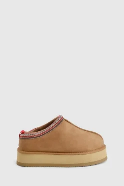 Cosy Boots|All Boots*boohoo Embroidered Detail Platform Cosy Mules chestnut