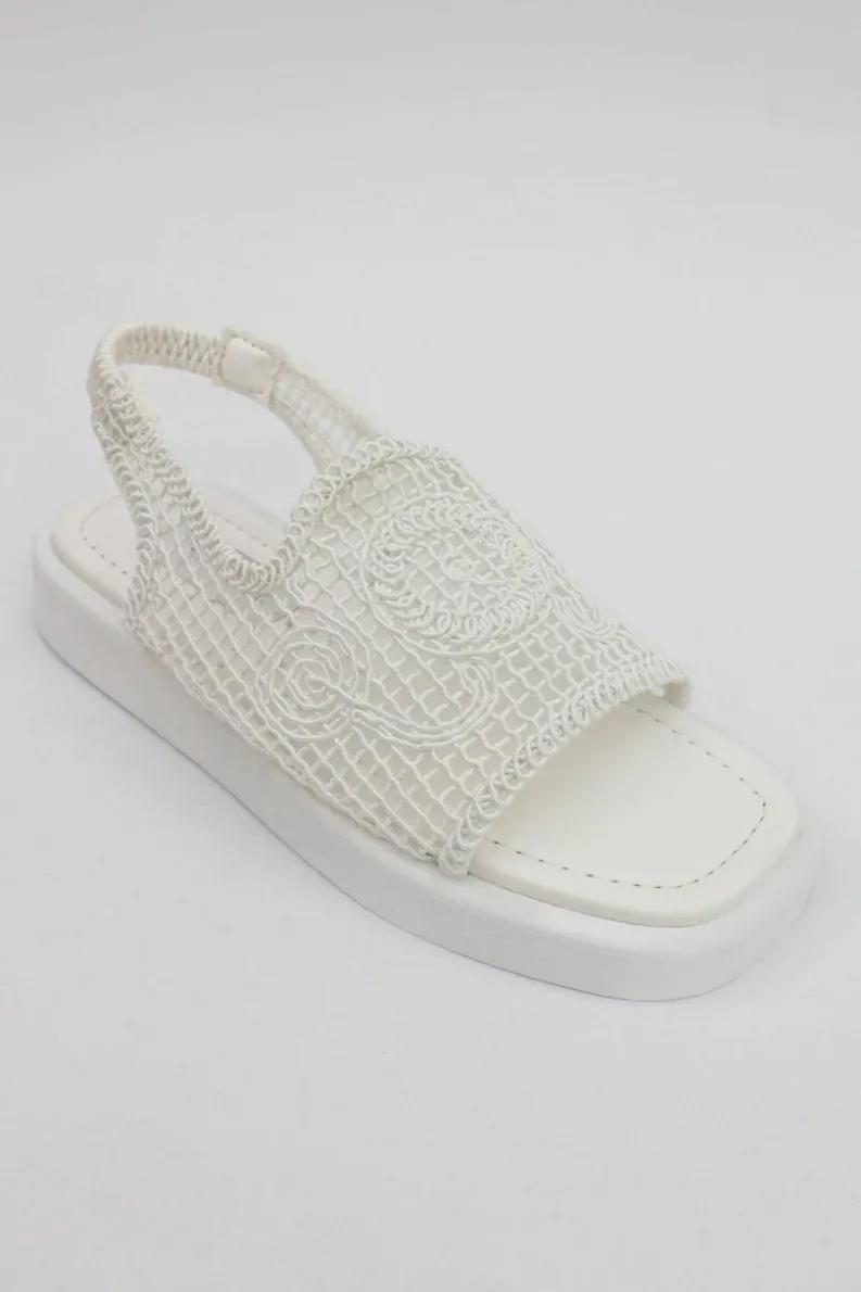 Sandals*Love Lemonade Embroidered Organza Sandals White