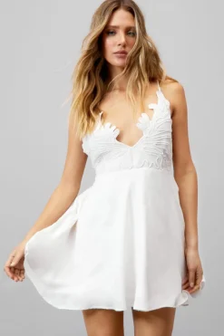 Cami Dresses*NastyGal Embroidered Panel Slip Dress ivory