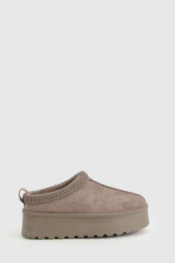 Cosy Boots|All Boots*boohoo Embroidered Platform Cosy Mules taupe
