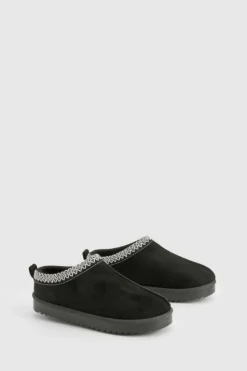 Flats|Cosy Boots*boohoo Embroidered Slip On Cosy Mules black