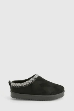 Flats|Cosy Boots*boohoo Embroidered Slip On Cosy Mules black