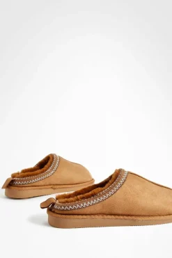 Flats|Cosy Boots*boohoo Embroidered Slip On Cosy Mules chestnut