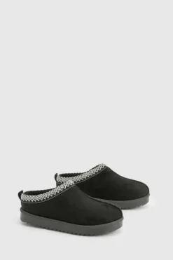 Cosy Boots|All Boots*boohoo Embroidered Slip On Cosy Mules black