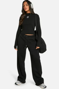 Long Sleeve Tops*boohoo Embroidery Long Sleeve Top black