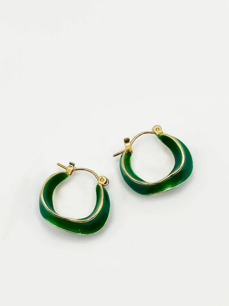 Earrings*SVNX Emerald hoop earrings Green
