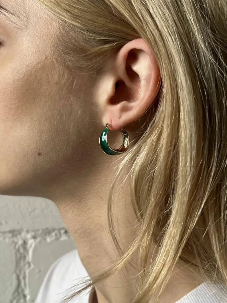Earrings*SVNX Emerald hoop earrings Green