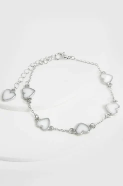 Bracelets*boohoo Enamel Scattered Heart Bracelet silver