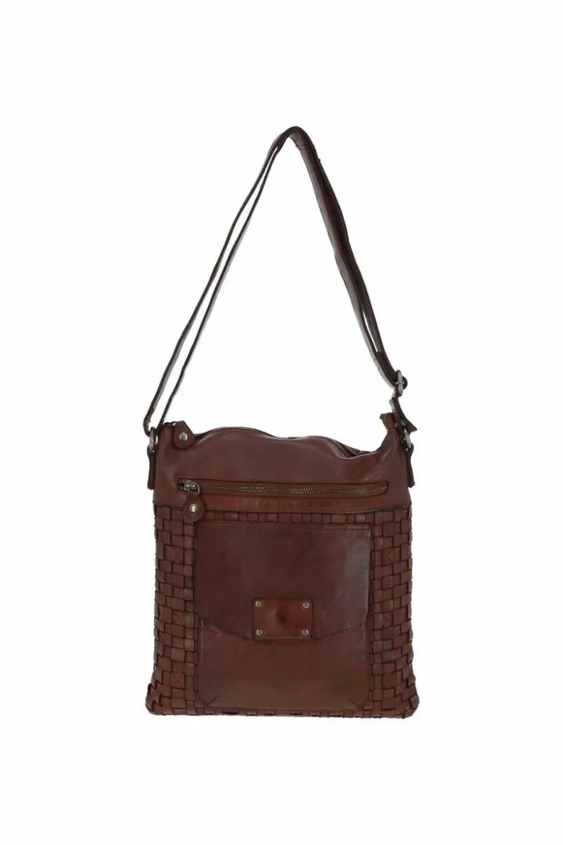 Cross-Body Bags|Handbags*Ashwood Leather Estasi' Woven Classic Large Leather Vintage Crossbody Bag Light Brown