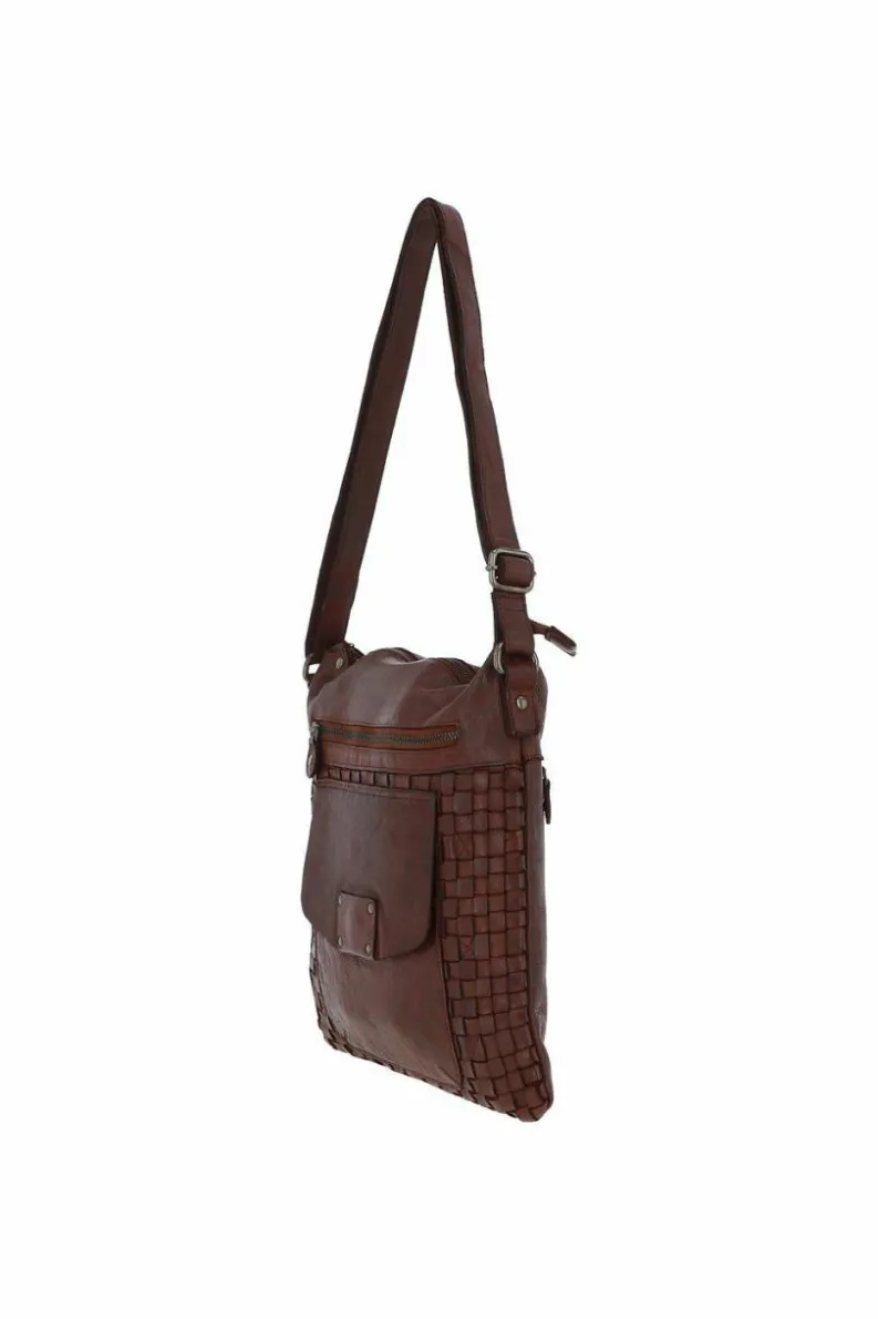 Cross-Body Bags|Handbags*Ashwood Leather Estasi' Woven Classic Large Leather Vintage Crossbody Bag Light Brown