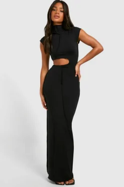 Maxi Dresses*boohoo Exposed Seam Cut Out Maxi Dress black