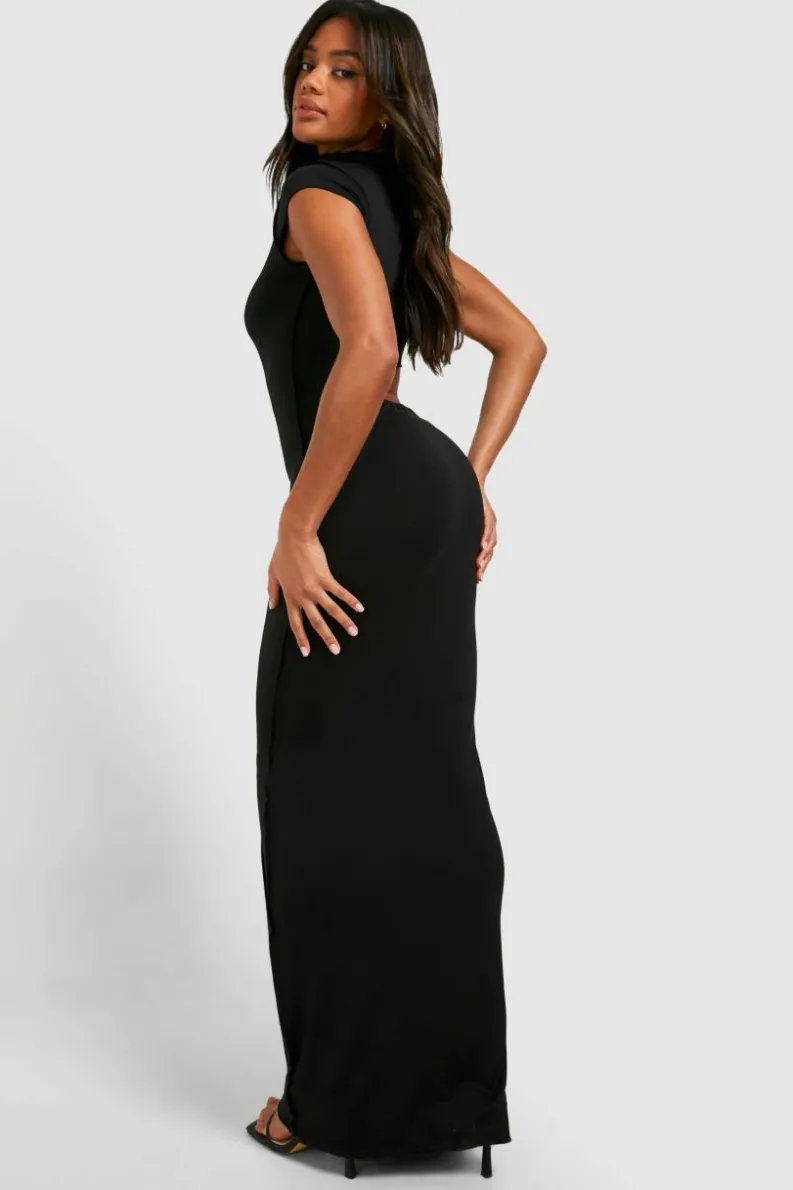 Maxi Dresses*boohoo Exposed Seam Cut Out Maxi Dress black