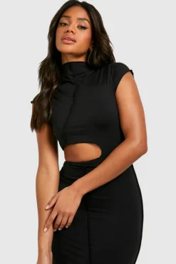 Maxi Dresses*boohoo Exposed Seam Cut Out Maxi Dress black