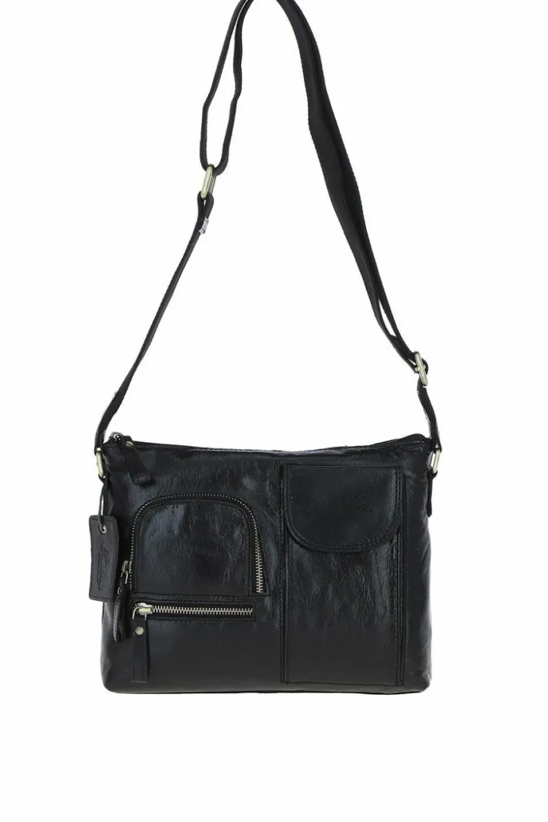 Cross-Body Bags*Ashwood Leather Exquisite Real Leather Cross Body Bag Black
