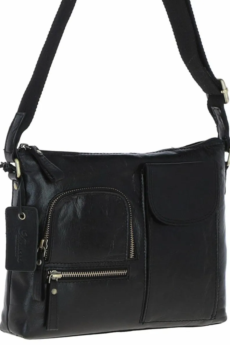 Cross-Body Bags*Ashwood Leather Exquisite Real Leather Cross Body Bag Black