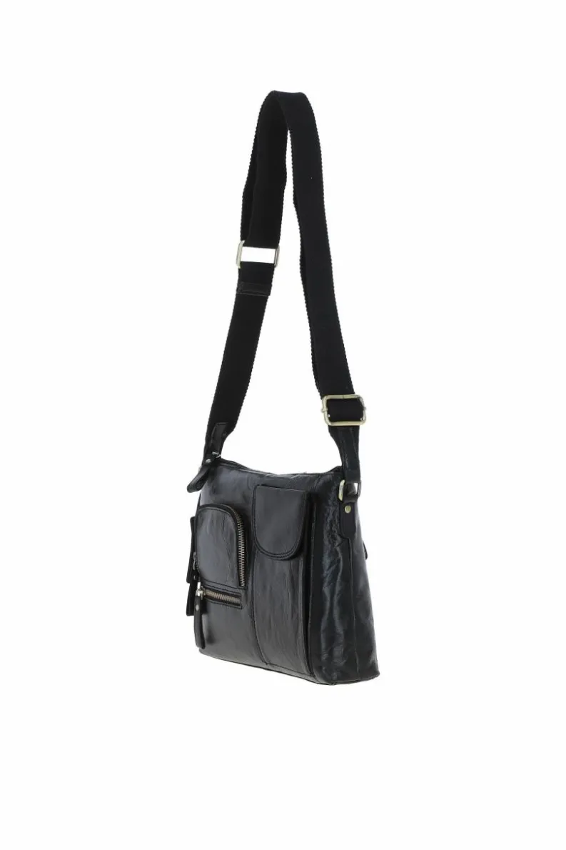 Cross-Body Bags*Ashwood Leather Exquisite Real Leather Cross Body Bag Black