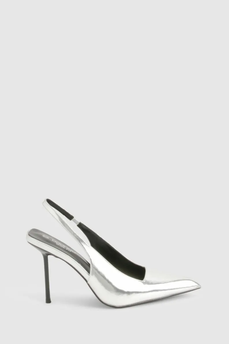 Heels*boohoo Extreme Pointed Slingback Court Shoes silver