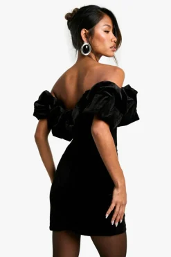 Mini Dresses*boohoo Extreme Ruffle Velvet Mini Dress black
