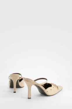 Heels*boohoo Eyelet Bow Stiletto Court Heels nude