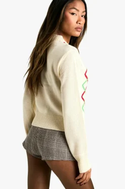 Cardigans|Up To 80% Off Winter Warmers*boohoo Fairisle Christmas Button Cardigan cream
