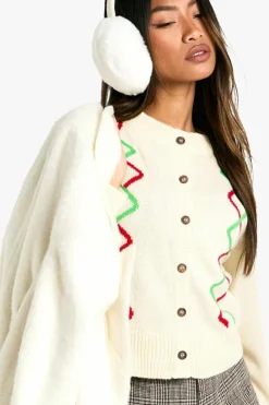 Cardigans|Up To 80% Off Winter Warmers*boohoo Fairisle Christmas Button Cardigan cream