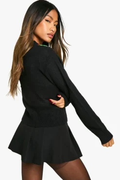 Cardigans*boohoo Fairisle Christmas Button Cardigan black