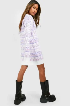 Jumper Dresses|Jumper Dresses*boohoo Fairisle Christmas Jumper Dress lilac