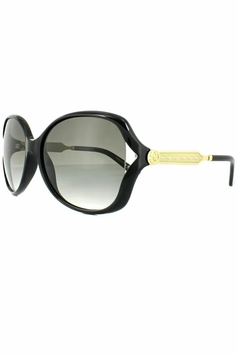 Sunglasses*Gucci Fashion Gold Grey Gradient Sunglasses Black