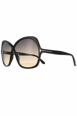 Sunglasses*Tom Ford Fashion Shiny Smoke Gradient Rosemin FT1013 Black