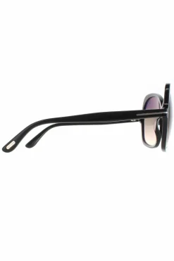 Sunglasses*Tom Ford Fashion Shiny Smoke Gradient Rosemin FT1013 Black