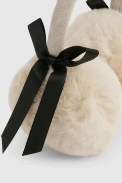 Earmuffs*boohoo Faux Fur Bow Detail Earmuffs beige