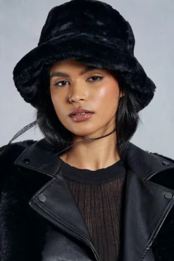 Hats & Gloves|Hats & Gloves*MissPap Faux Fur Bucket Hat black