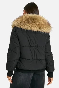 Up To 80% Off Winter Warmers|Puffer Jackets*boohoo Faux Fur Collar Puffer Jacket black