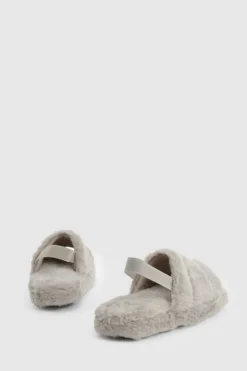 Slippers|Slippers*boohoo Faux Fur Slingback Slippers grey