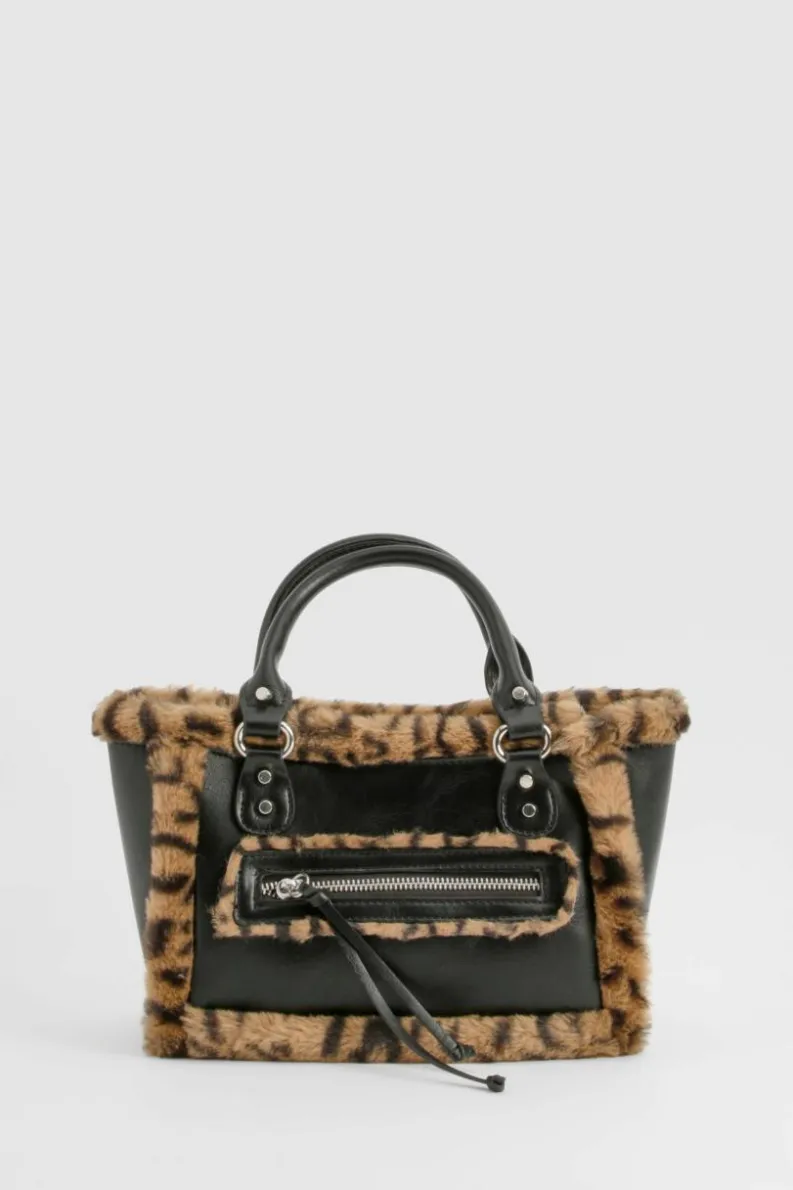 Handbags*boohoo Faux Fur Trim Mini Bag black