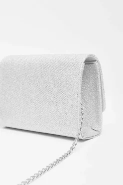 Cross-Body Bags|Handbags*Quiz Faux Leather Chain Bag Silver
