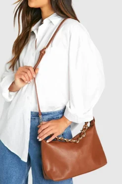 Shoulder Bags|Handbags*boohoo Faux Leather Chain Shoulder Bag caramel