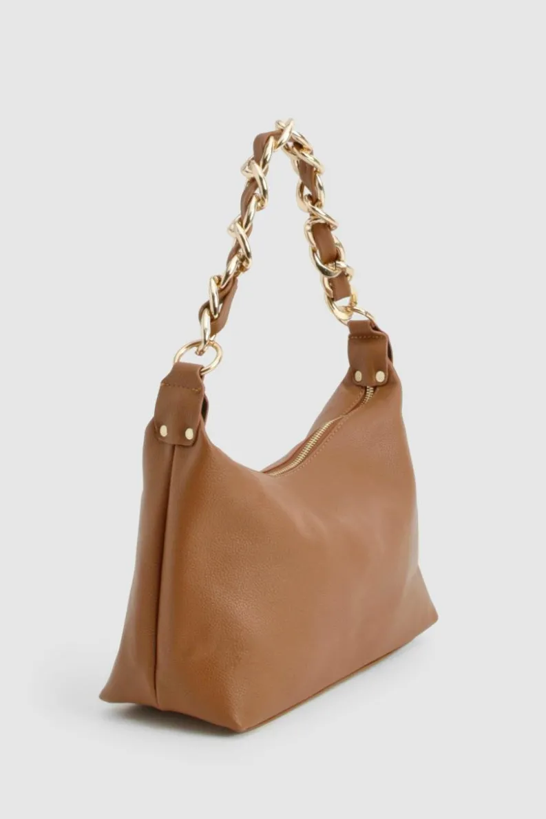 Shoulder Bags|Handbags*boohoo Faux Leather Chain Shoulder Bag caramel