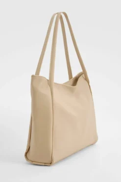 Handbags|Tote Bags*boohoo Faux Leather Slouchy Tote Bag beige
